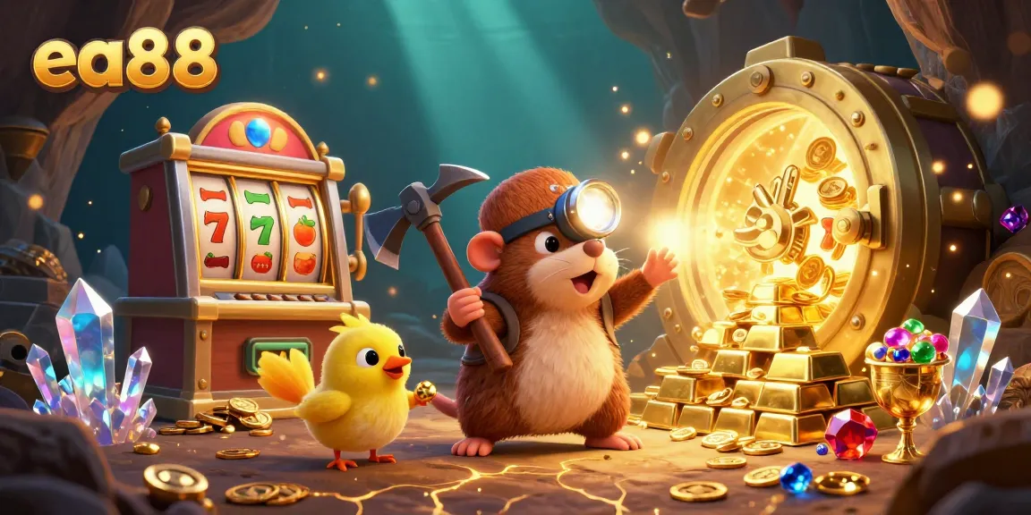 Spin to win at ea88 with a lucky cartoon mole mining treasure while playing slots!