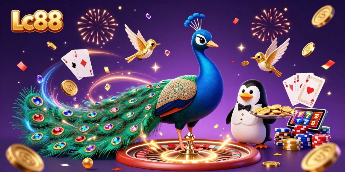 Experience thrilling wins at Lc88 with dynamic 3D casino elements in an exciting scene.