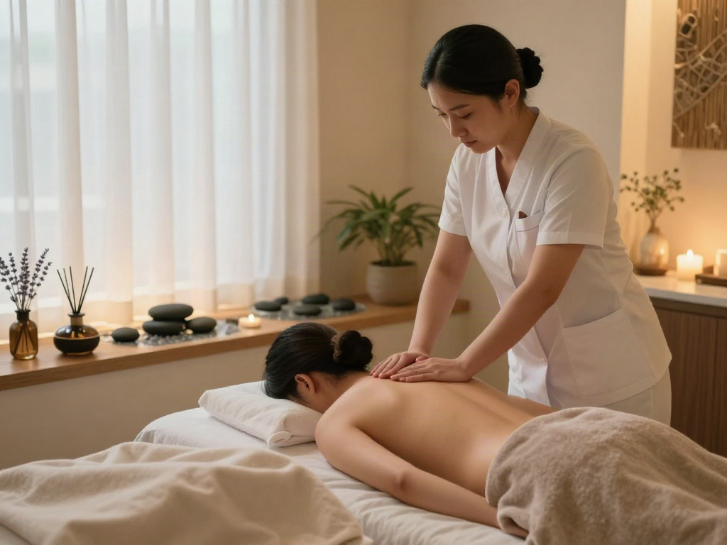 Relaxing spa environment featuring expert therapist performing 향남출장마사지 for ultimate relaxation.