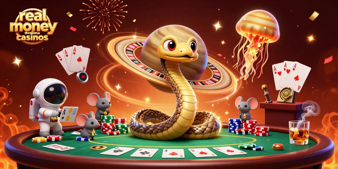 Immerse yourself in real money online casinos with this stunning cosmic gambling scene.