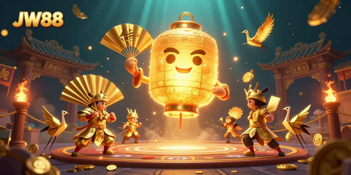 Experience thrilling gameplay at JW88 with rich casino elements and lucky symbols in a vibrant illustration.