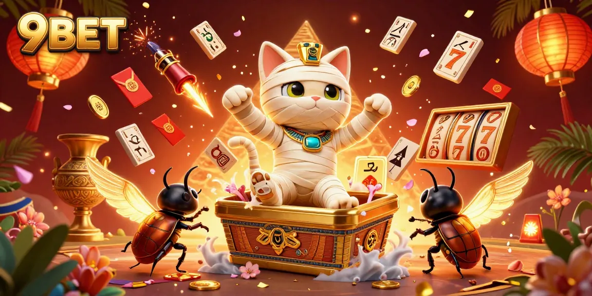 Experience thrilling gameplay at 9BET with a vibrant casino illustration full of exciting elements.