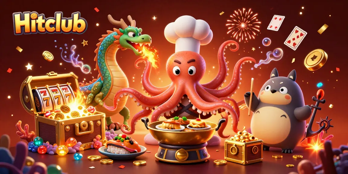 Hitclub players engage with a lively casino scene filled with vibrant characters and exciting game elements.